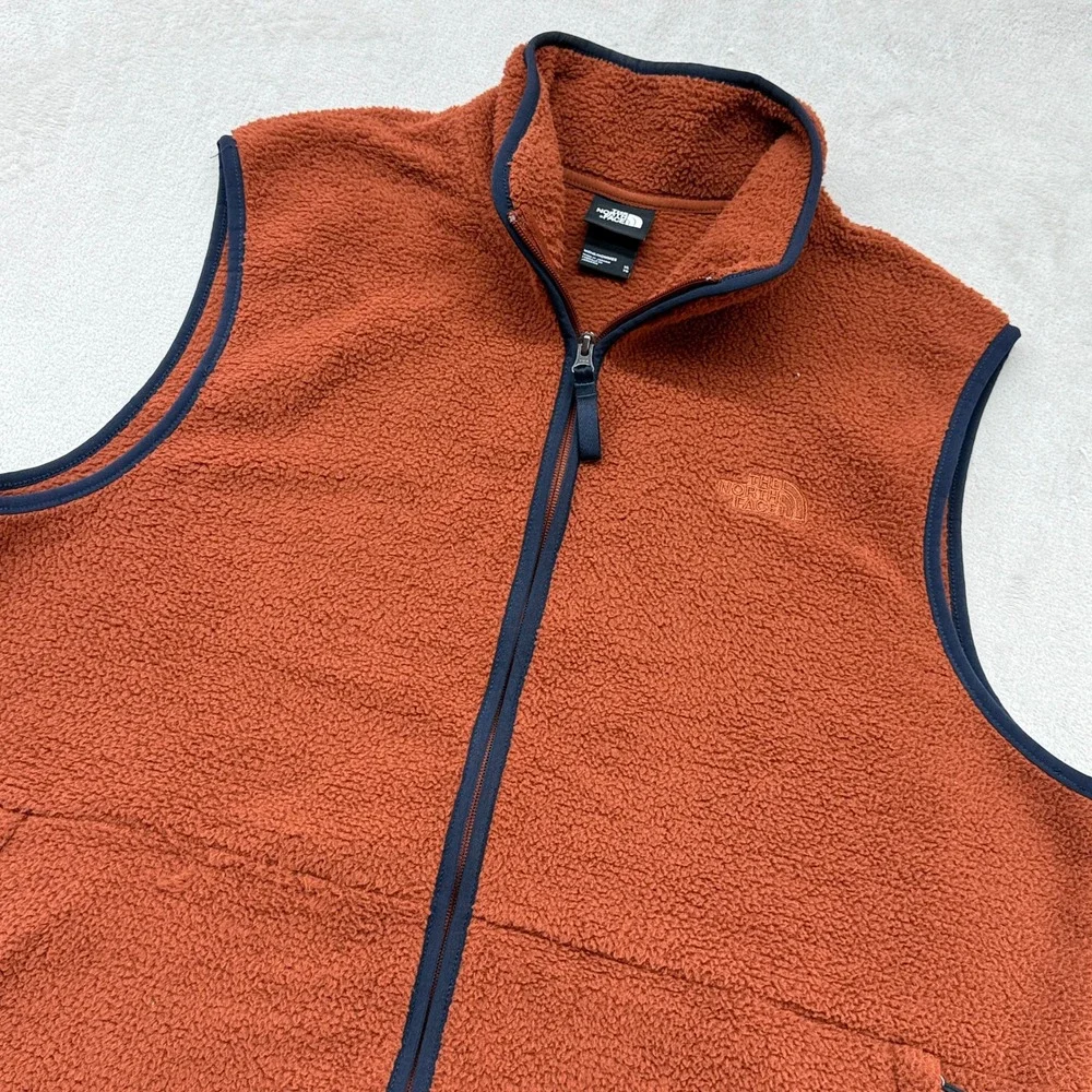 The North Face Fleece Vest Men XL Orange Sherpa Full Zip Gorpcore Hiking Camping